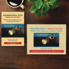 The Super Natural Keys hidden in plain sight book and workbook sitting on a wooden desk with a green plant and cup of coffee